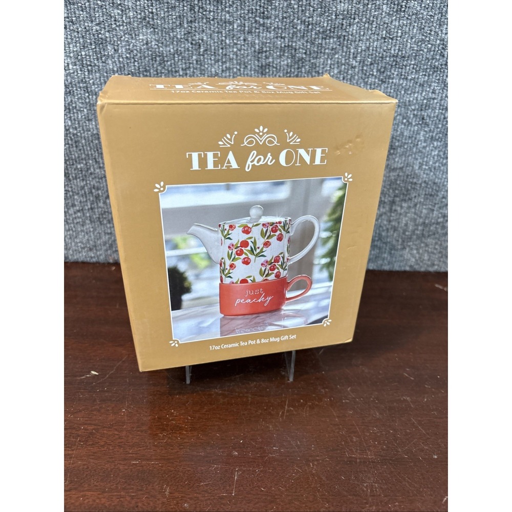 Tea For One Ceramic Tea Pot & 8 oz‎ Mug Gift Set New